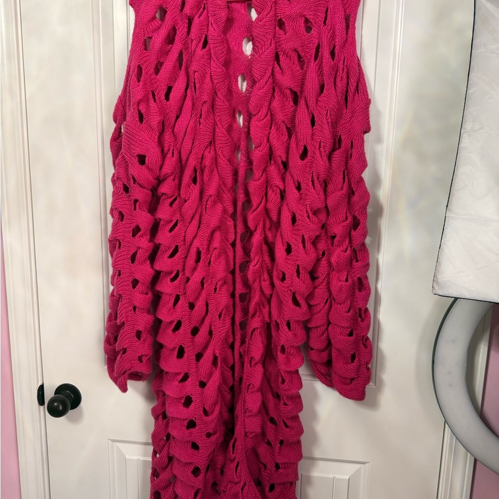 Chunky Pink Knit Cardigan